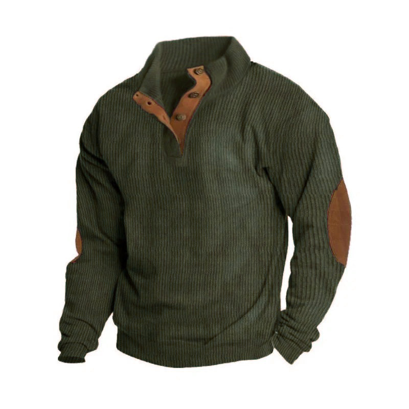Long Sleeve Pullover | Ribbed Knit with Button Collar