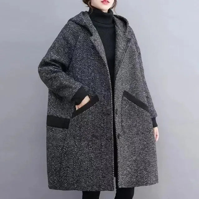 Elysia | Vintage Hooded Coat - Cozy Elegance for Autumn & Winter Fashion
