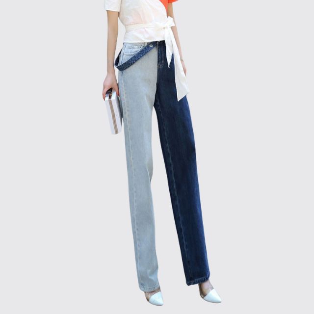 Celeste | High-Waisted Straight Jeans with Modern Contrast Splice