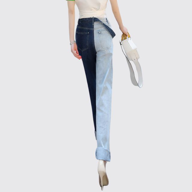 Celeste | High-Waisted Straight Jeans with Modern Contrast Splice