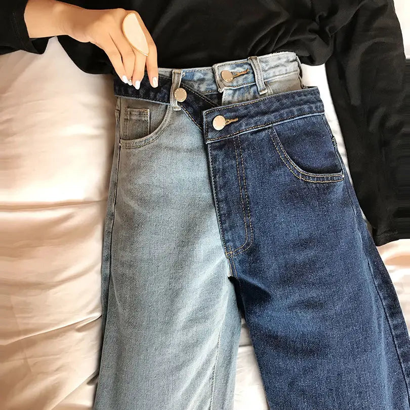 Celeste | High-Waisted Straight Jeans with Modern Contrast Splice