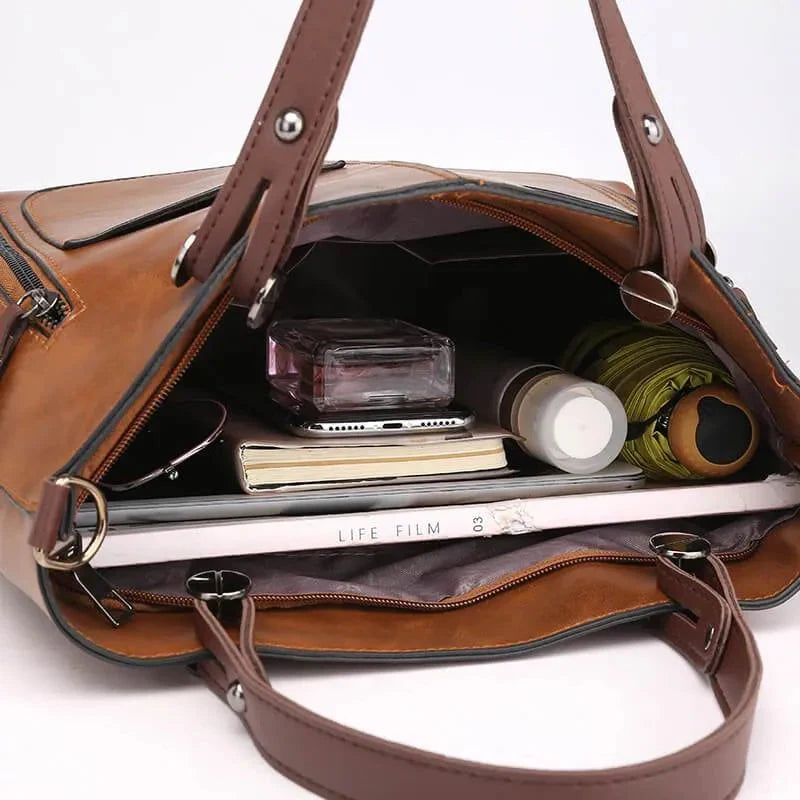 Viola | Elegant Vegetable Leather Multi-Compartment Bag with Chic Organization