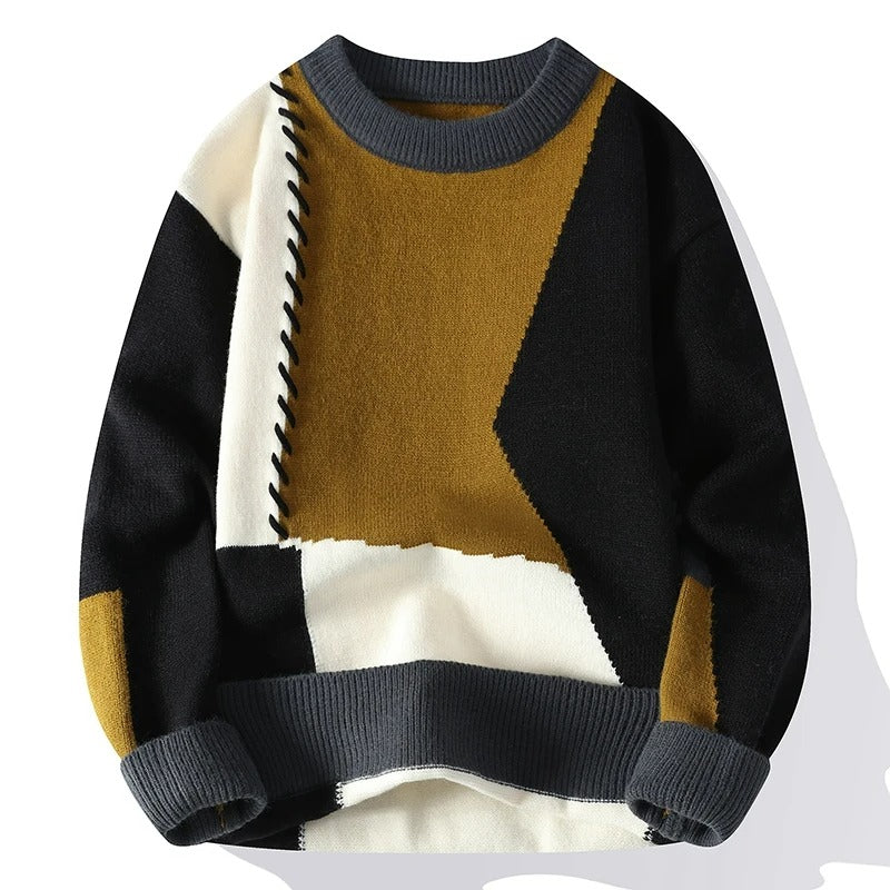 Malcolm | Cozy Patchwork Turtleneck Sweater - Stylish and Warm