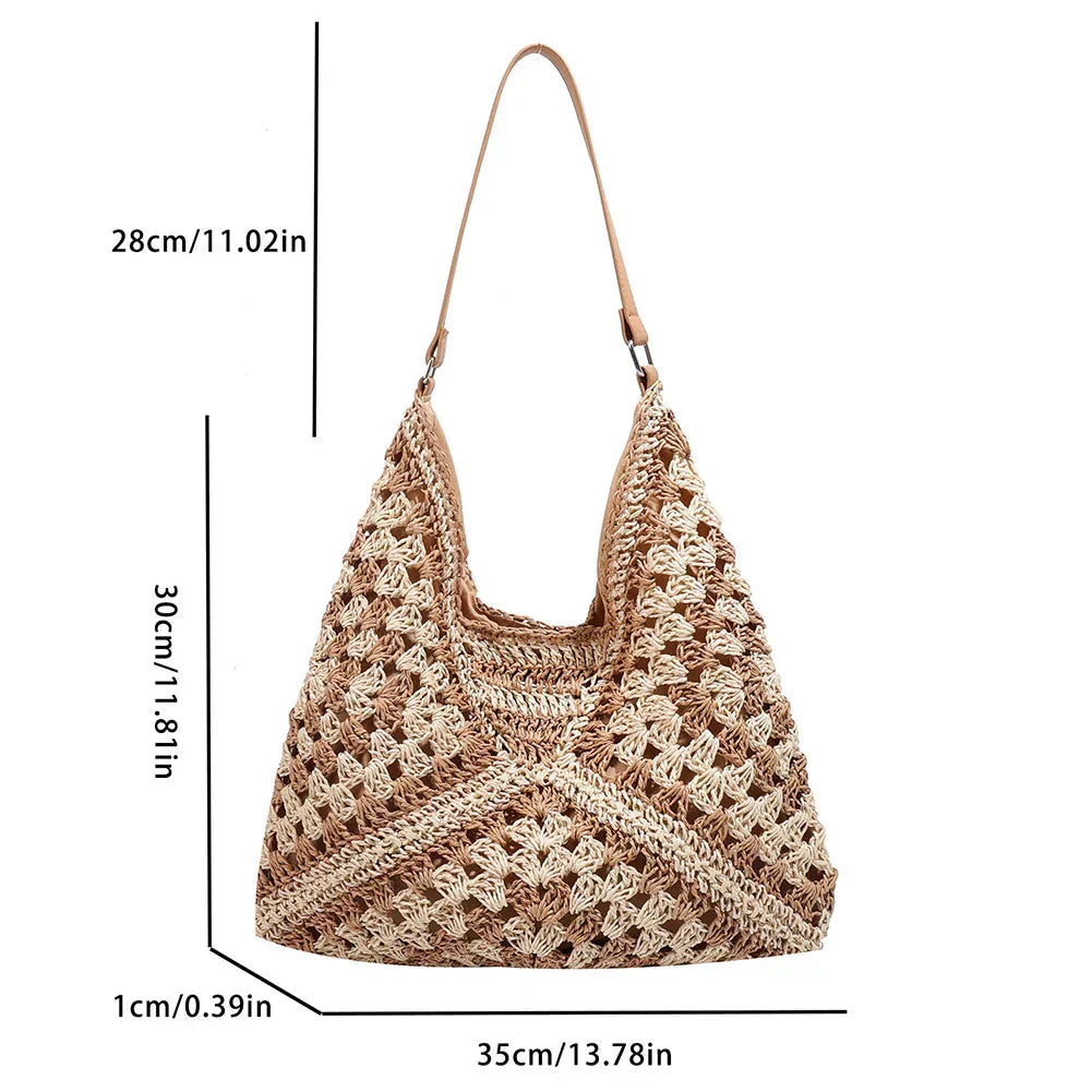 Seraphina | Straw Shoulder Bag with Handcrafted Elegance