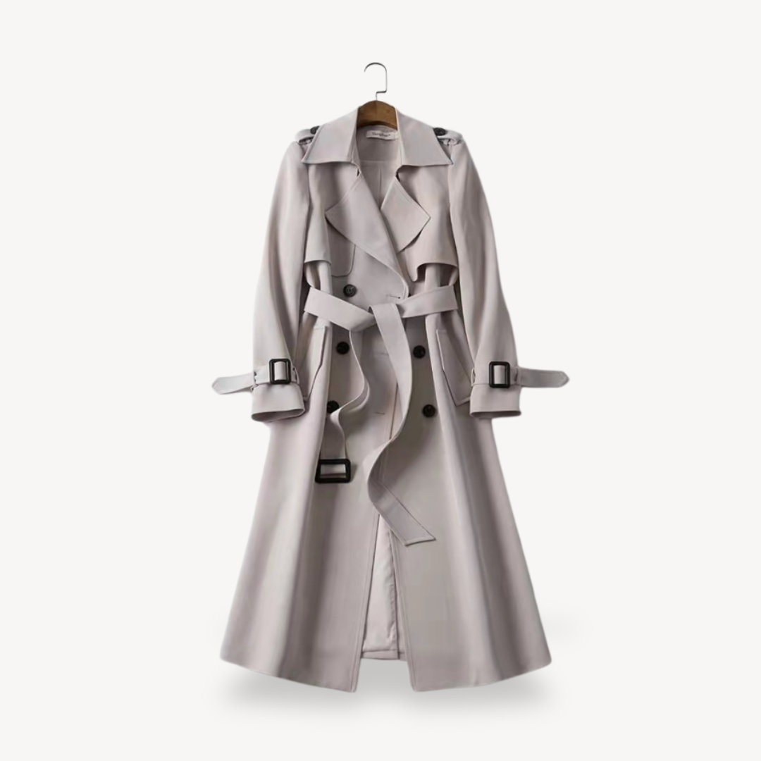 Trench Coat - Classic Double Button Style with Belt