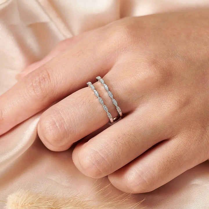 Celestia | Sterling Silver Ring Enhancer with Dazzling Cubic Zirconia for Elegant Stacking and Versatile Styling