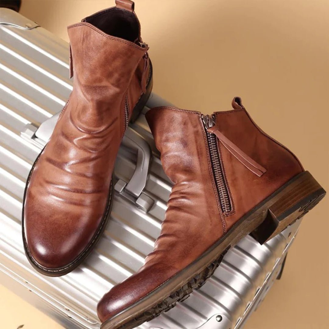 Ankle Boots - Side Zip Detail with Low Heel
