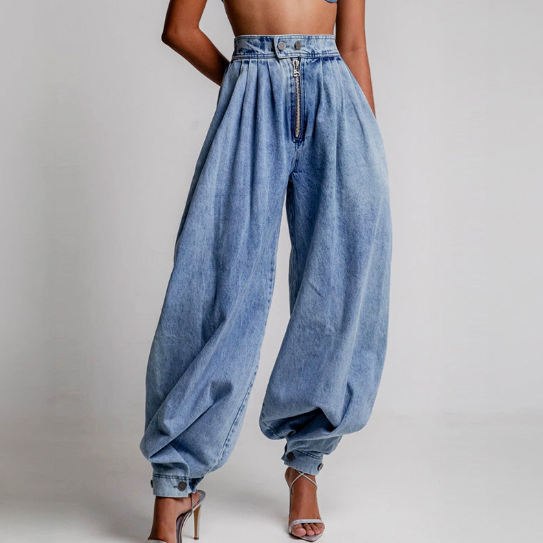 High Waist Balloon Jeans - Relaxed Fit