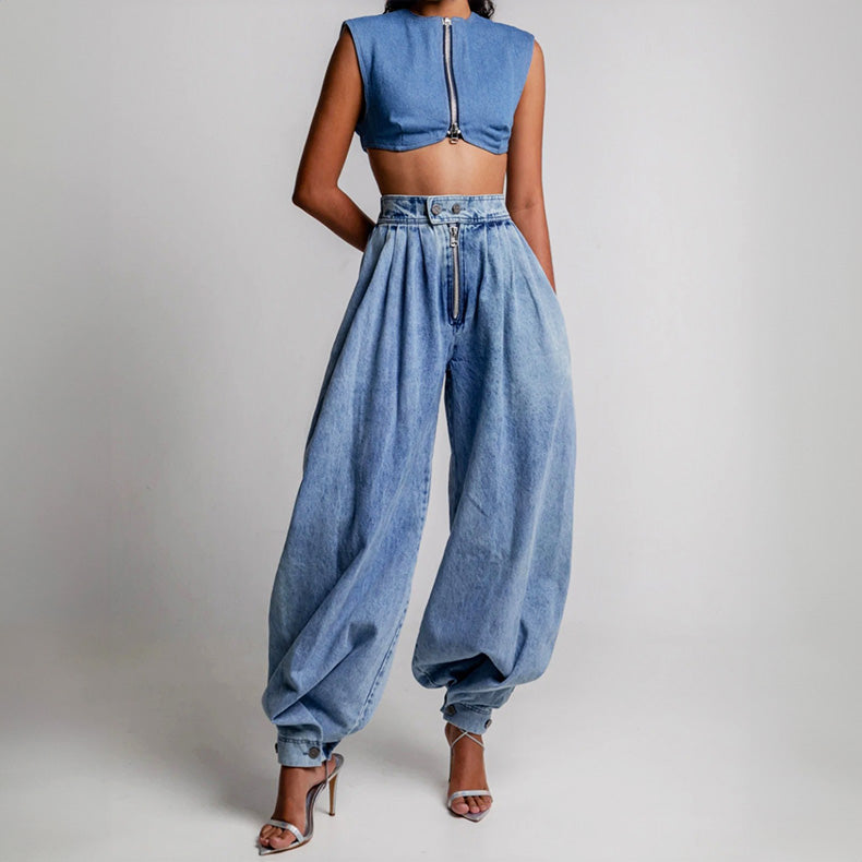 High Waist Balloon Jeans - Relaxed Fit