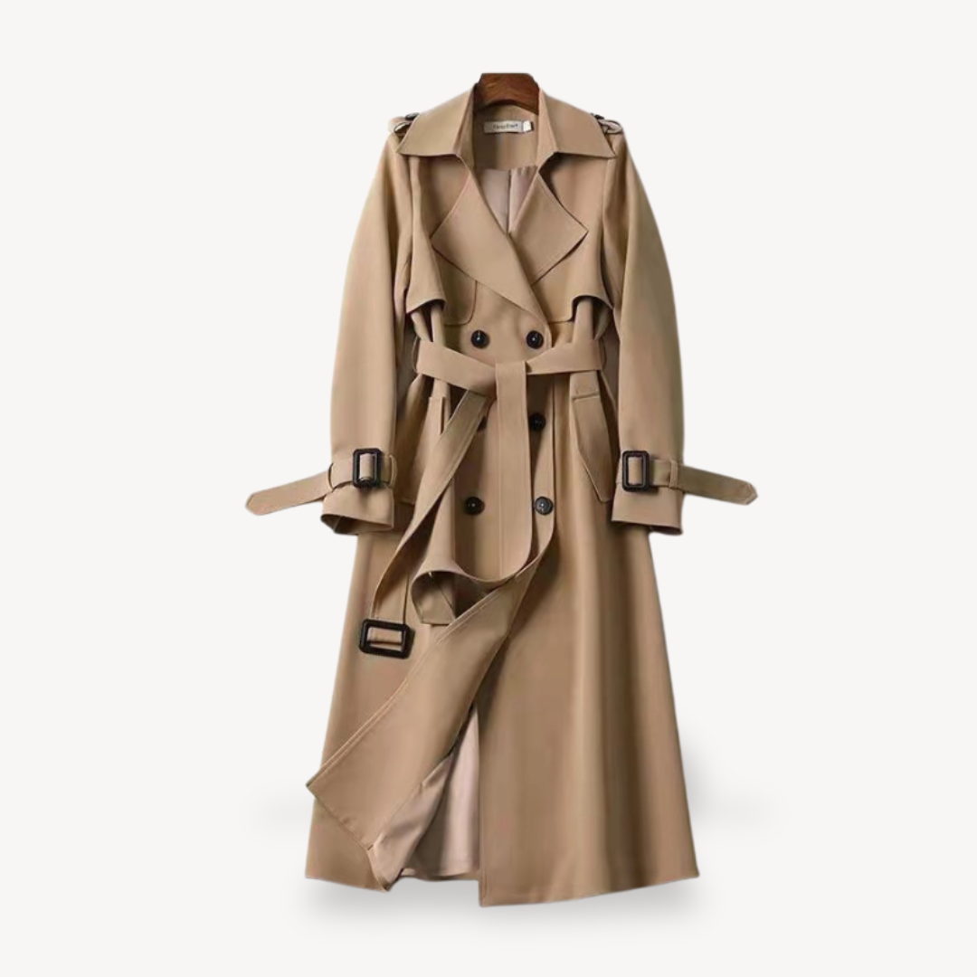 Trench Coat - Classic Double Button Style with Belt