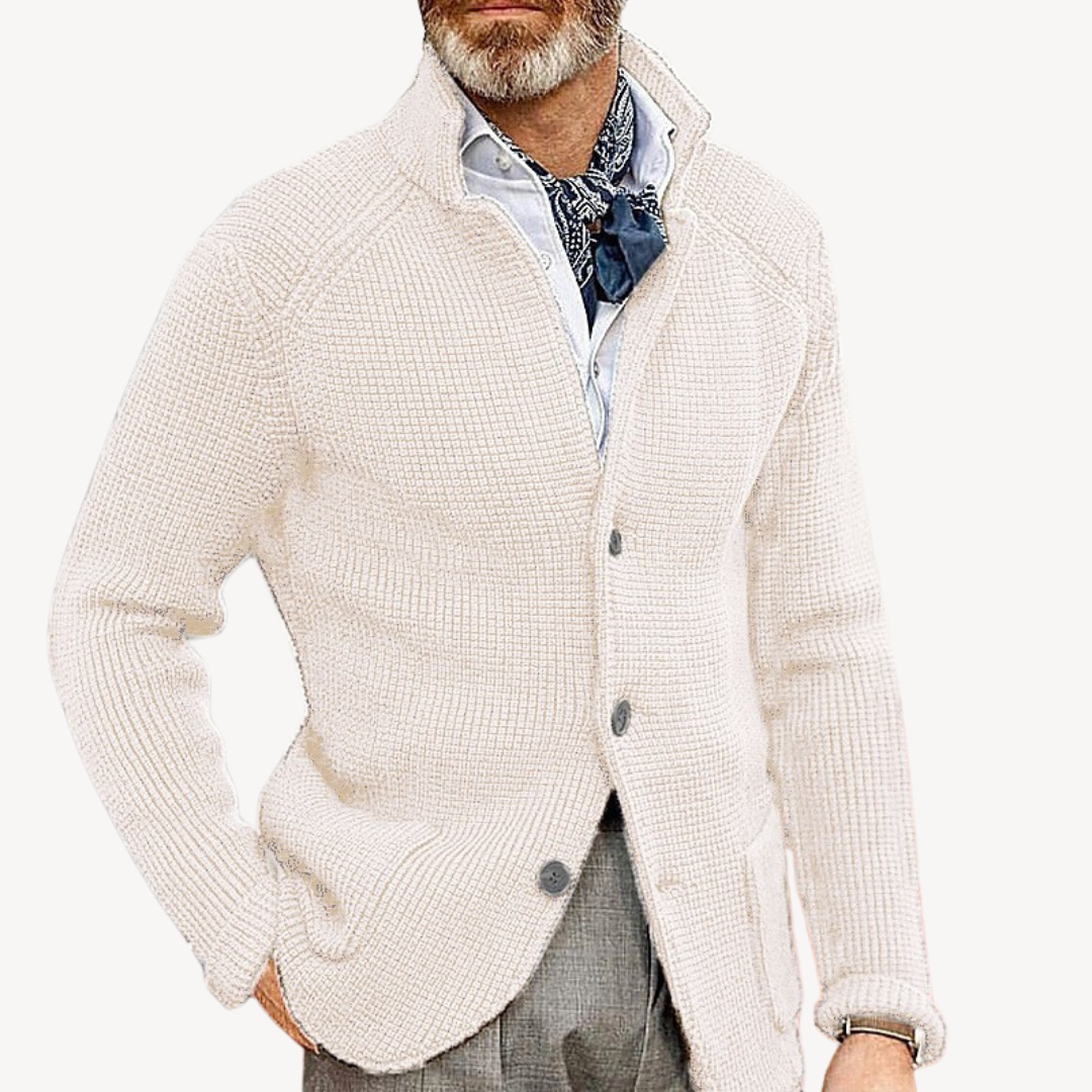 Knit Cardigan - Button Front with Structured Collar