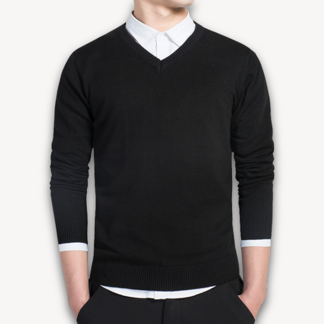 V Neck Pullover Jumper - Slim Fit Smart Casual Style