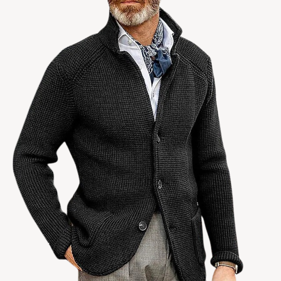Knit Cardigan - Button Front with Structured Collar