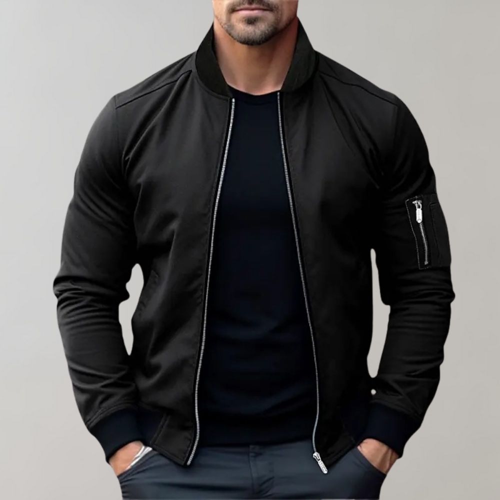 Bomber Jacket - Slim Fit with Zip Pocket Detail