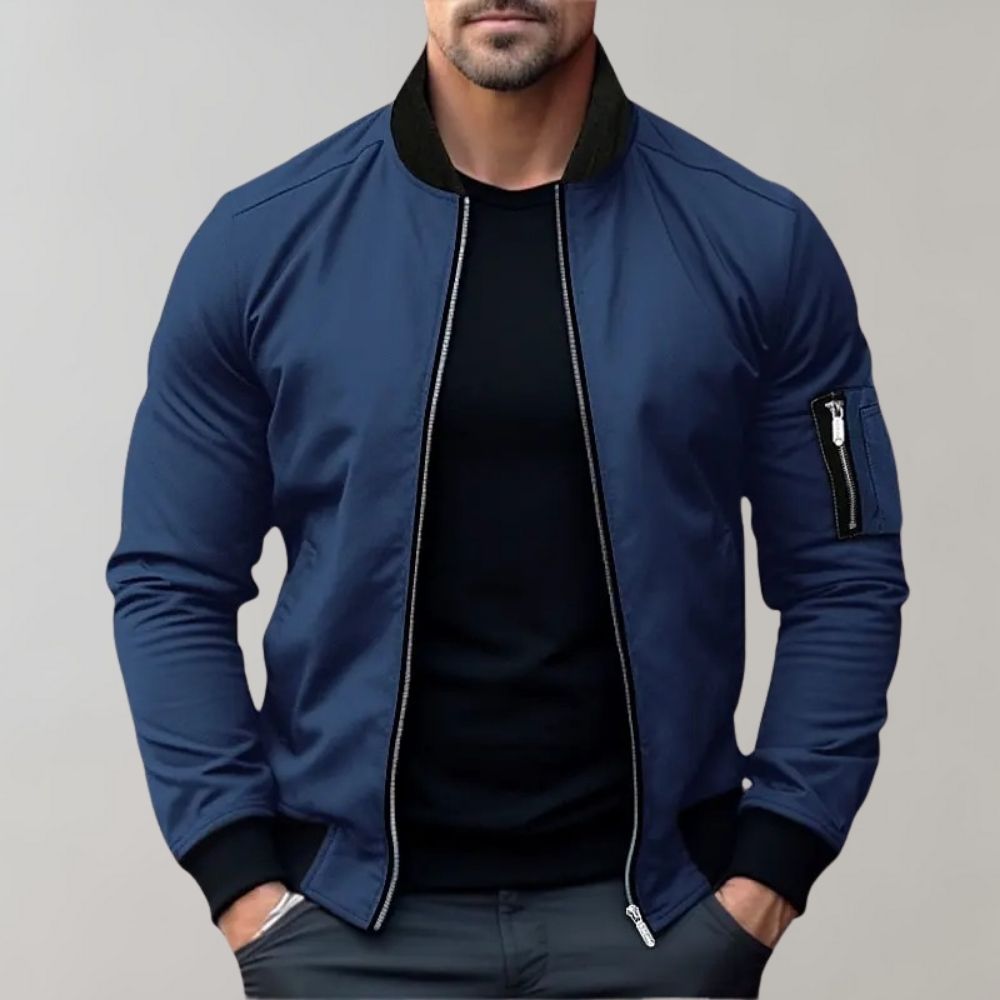Bomber Jacket - Slim Fit with Zip Pocket Detail