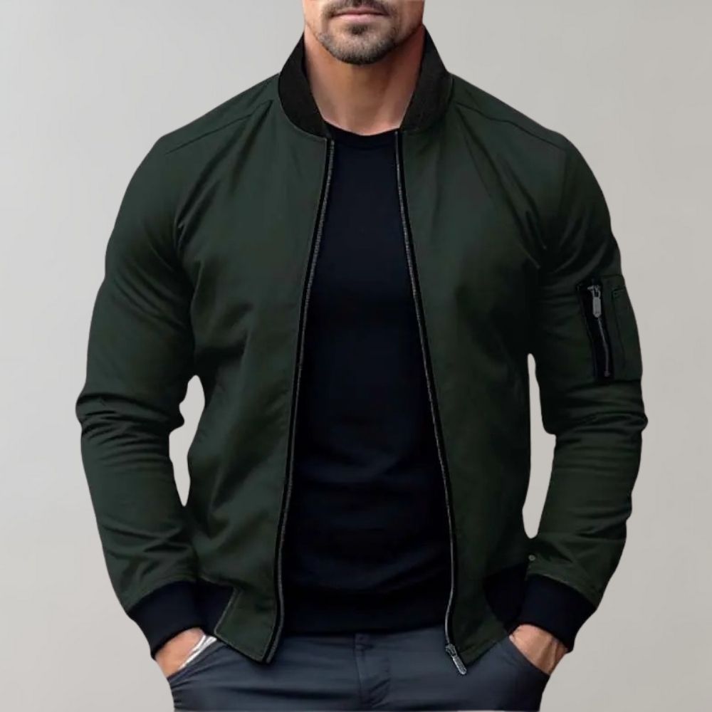Bomber Jacket - Slim Fit with Zip Pocket Detail