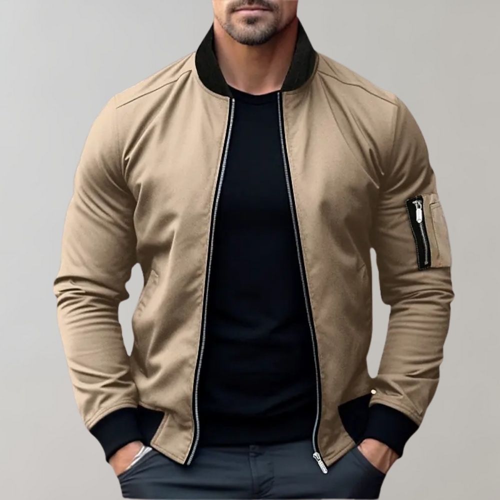Bomber Jacket - Slim Fit with Zip Pocket Detail