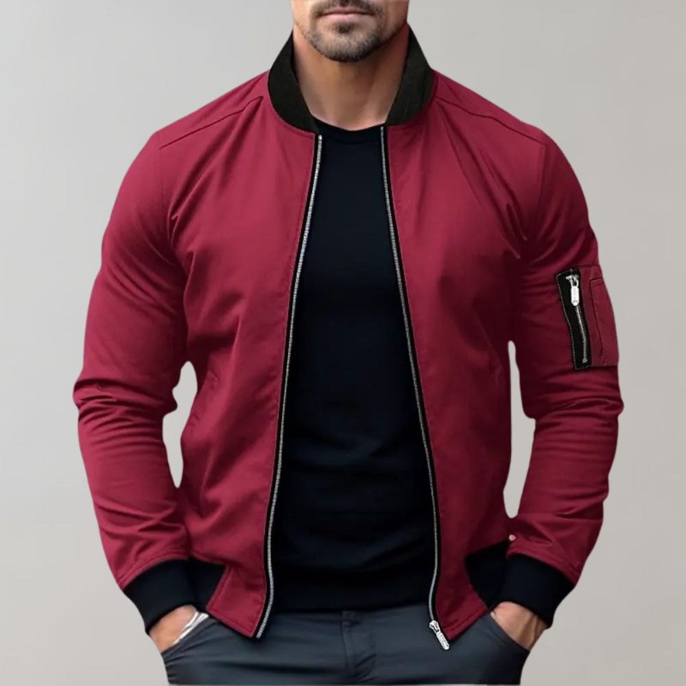 Bomber Jacket - Slim Fit with Zip Pocket Detail