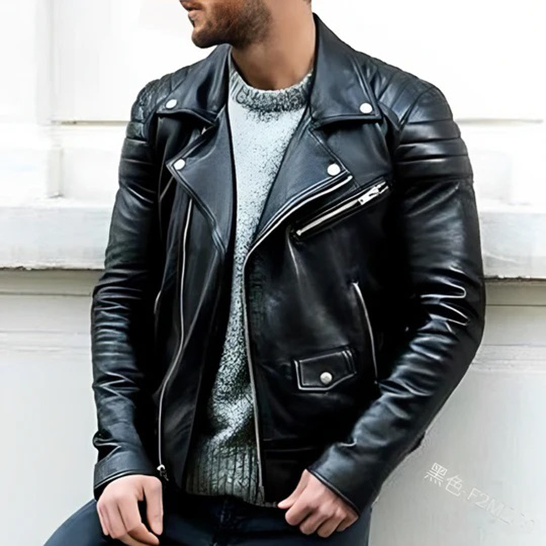 Biker Jacket - Asymmetric Zip with Metal Accents