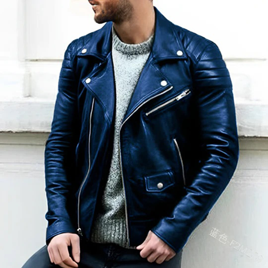 Biker Jacket - Asymmetric Zip with Metal Accents