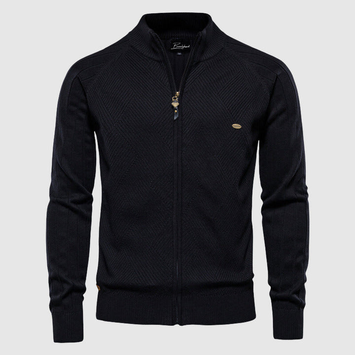 Orion | Stylish Full Zip Jumper with Argyle Pattern