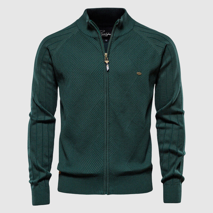 Orion | Stylish Full Zip Jumper with Argyle Pattern