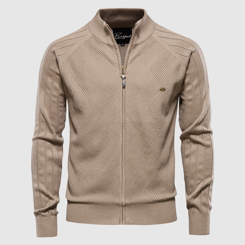 Orion | Stylish Full Zip Jumper with Argyle Pattern