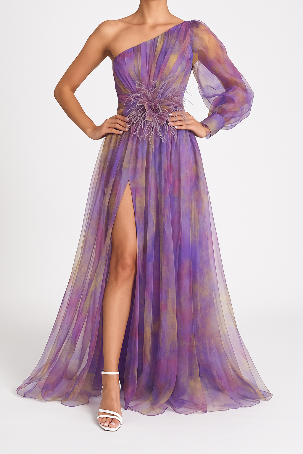 Women's One Shoulder Wedding Guest Maxi Dress