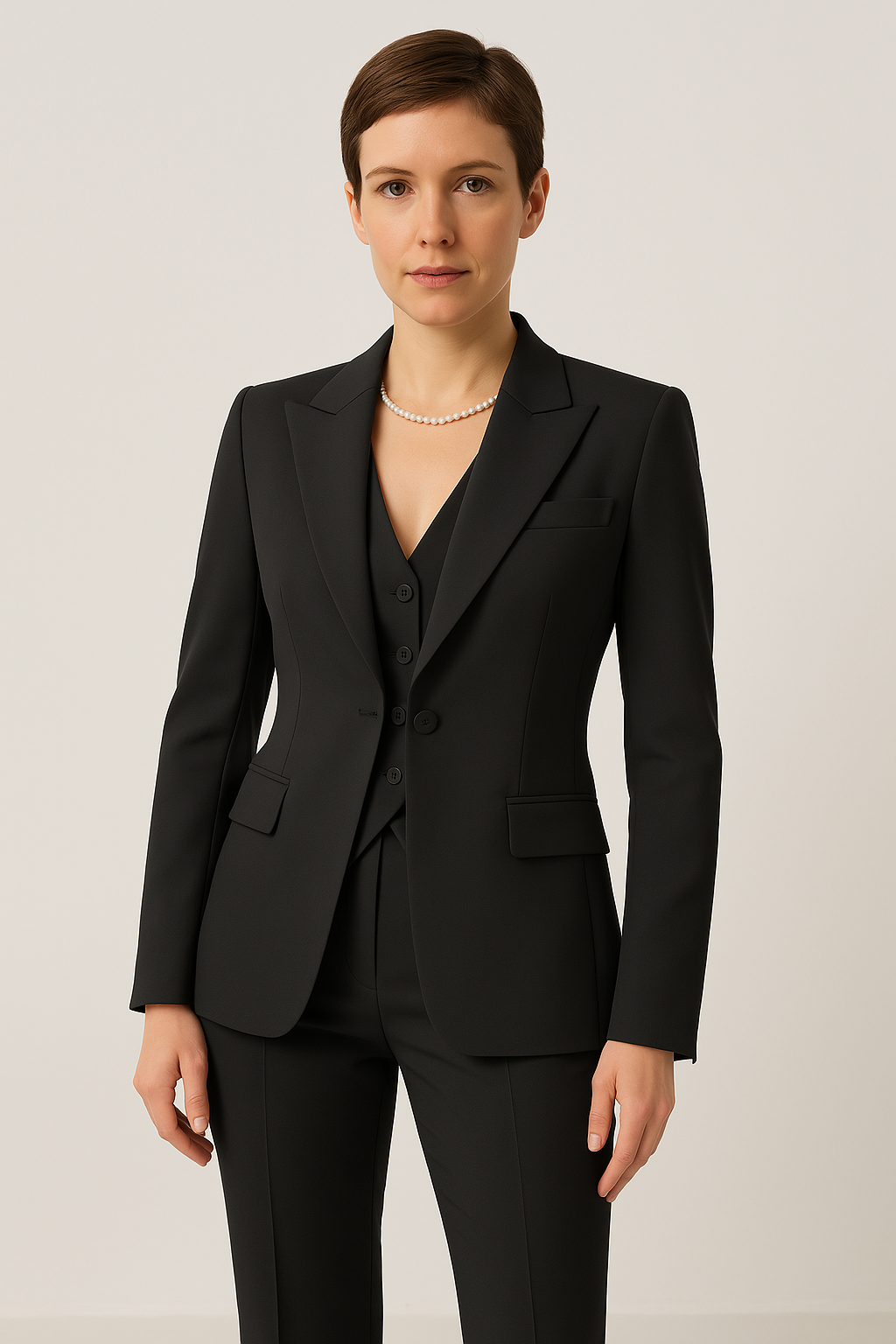 3 Piece Trouser Suit - Fitted Blazer and Waistcoat