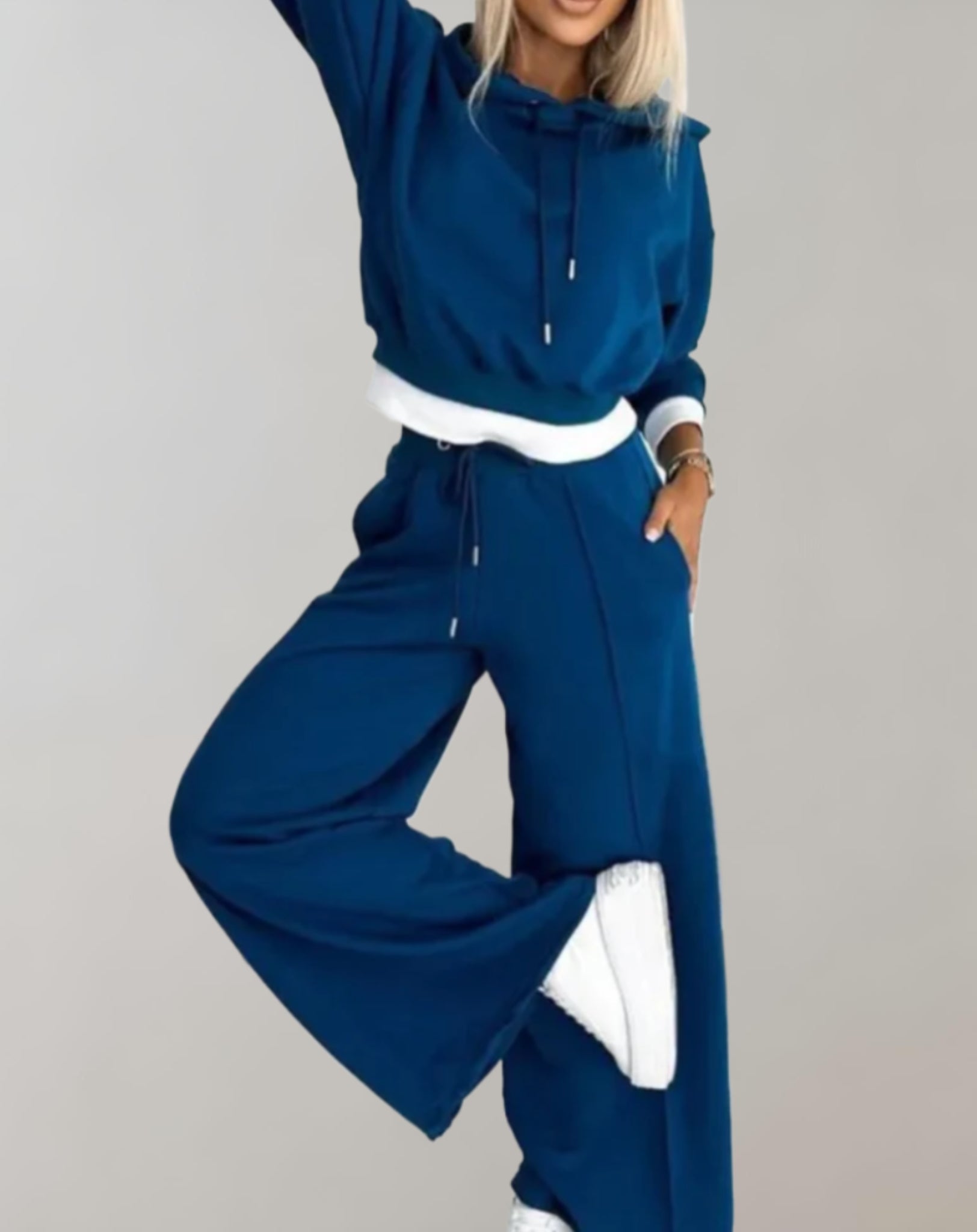 Women’s Tracksuit | Two Piece Cropped Hoodie And Wide Leg Trousers Set