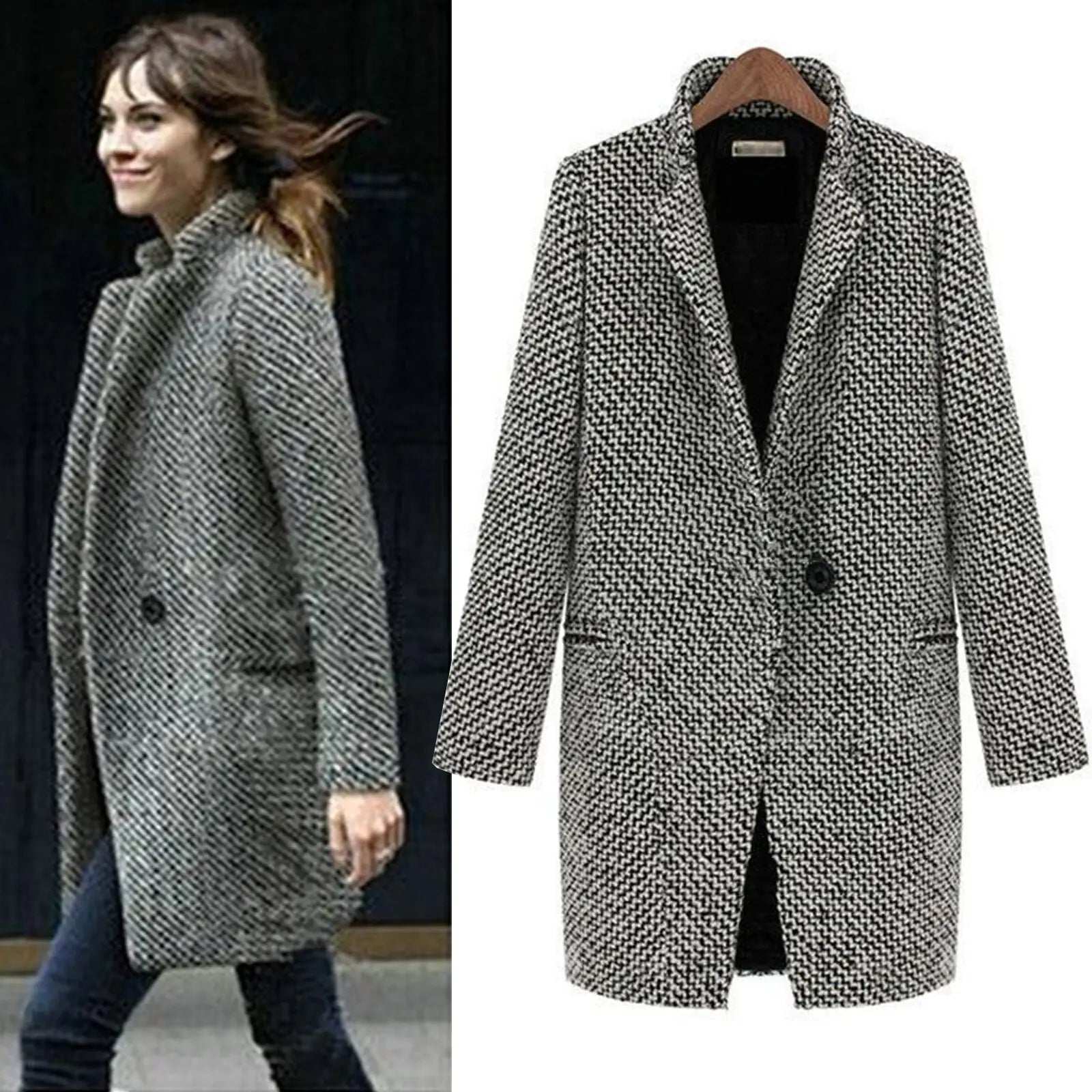 Long Trench Coat - Single Breasted with Pockets