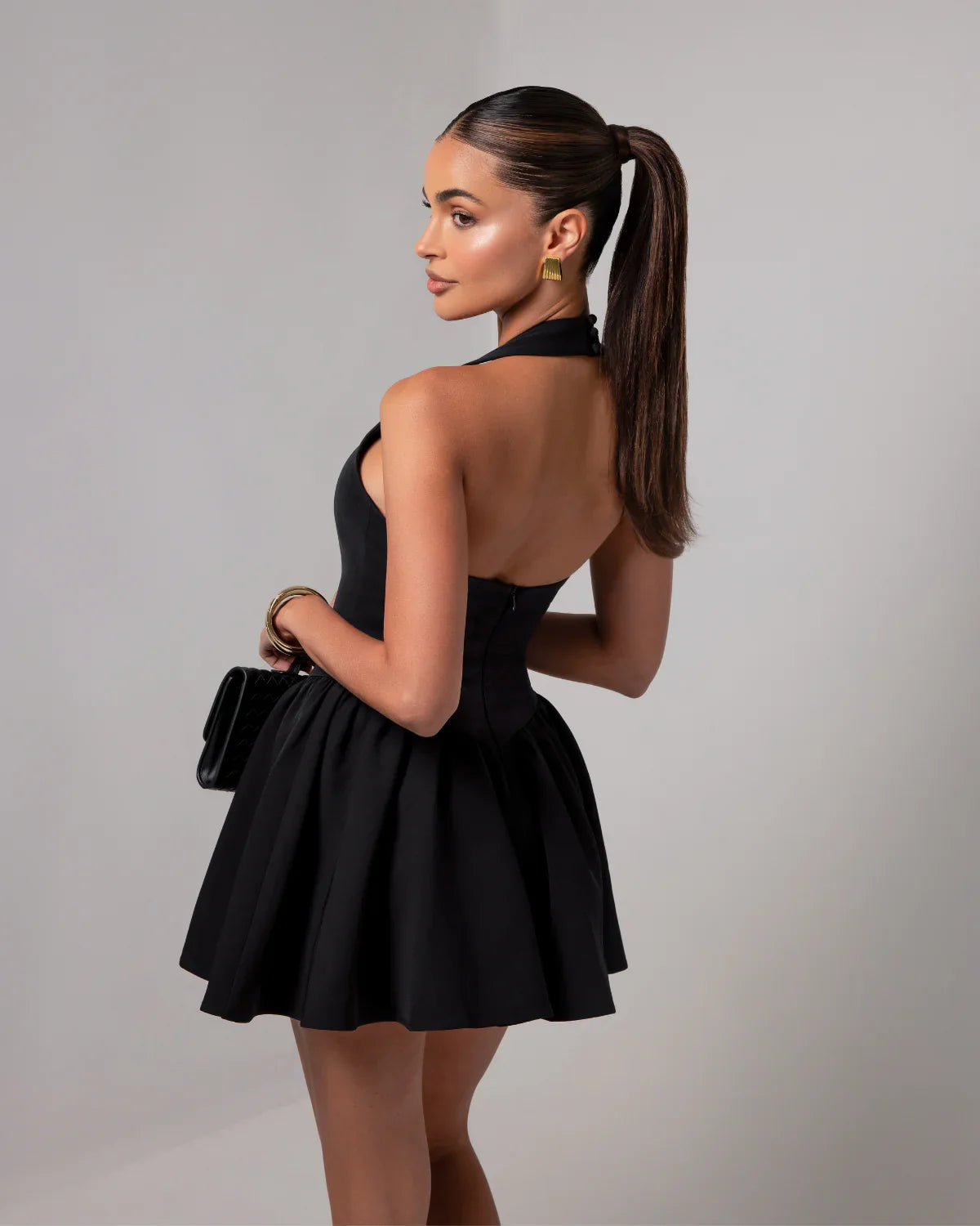 Halter Neck Mini Party Dress | Flared Skirt Fit