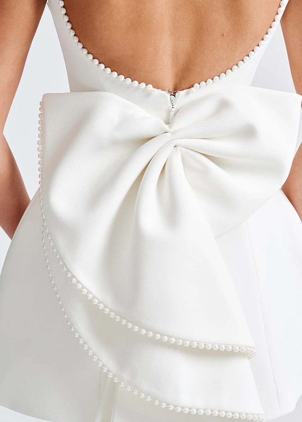 Women’s Pearl Trim Mini Dress | Sleeveless A Line Cocktail Dress