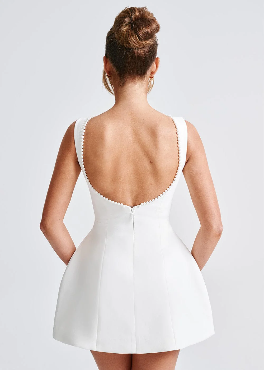 Women’s Pearl Trim Mini Dress | Sleeveless A Line Cocktail Dress