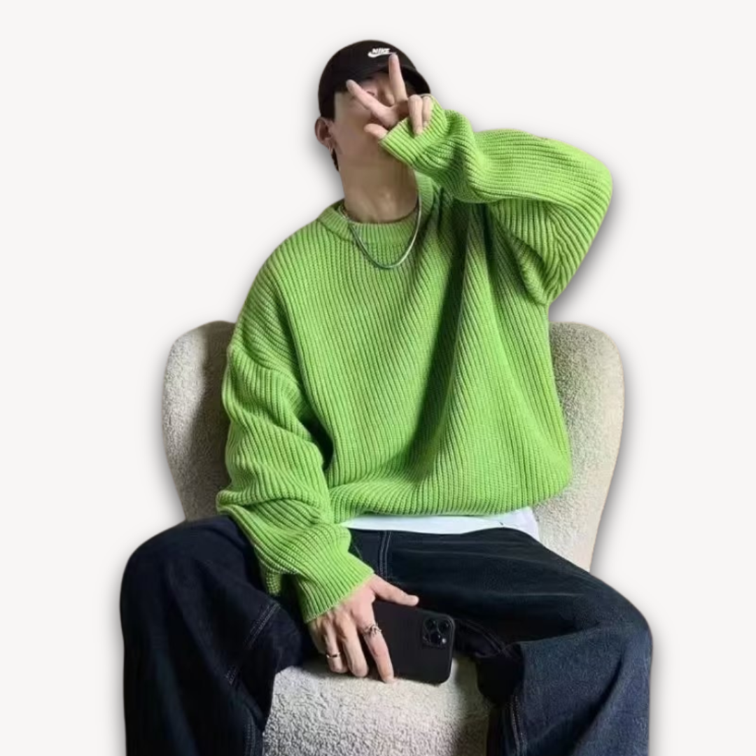 Oversized Knitted Jumper - Casual Loose Fit Pullover