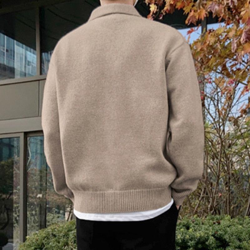 Polo Neck Knitted Jumper - Relaxed Fit Pullover