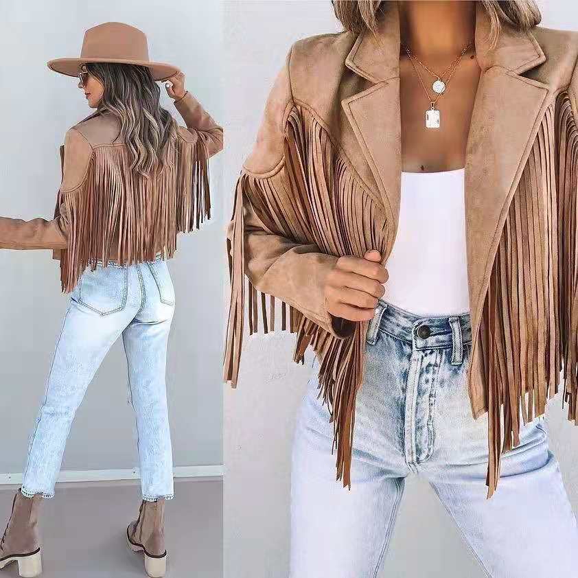 Fringe Jacket - Western Style with Lapel Collar