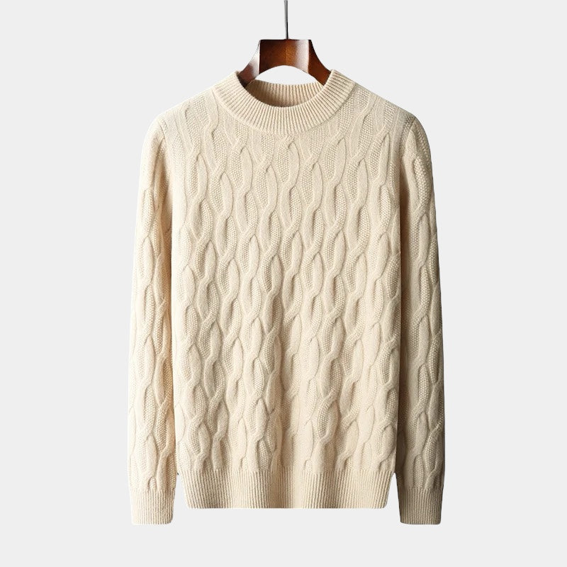Cable Knit Jumper - Crew Neck Textured Stitch