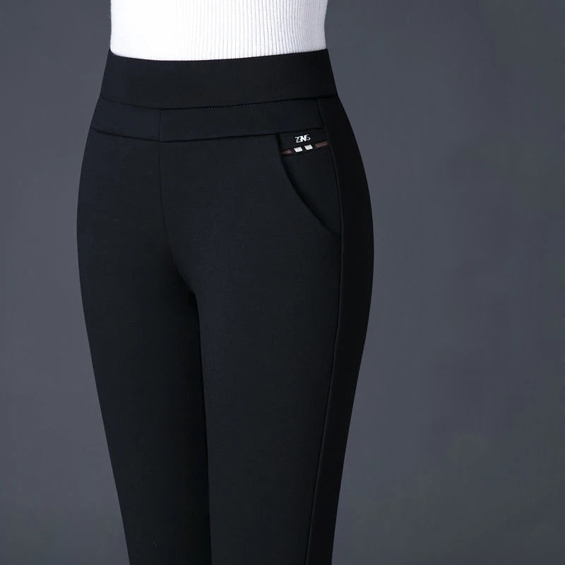 High Waist Tapered Trousers - Slim Fit Work Style