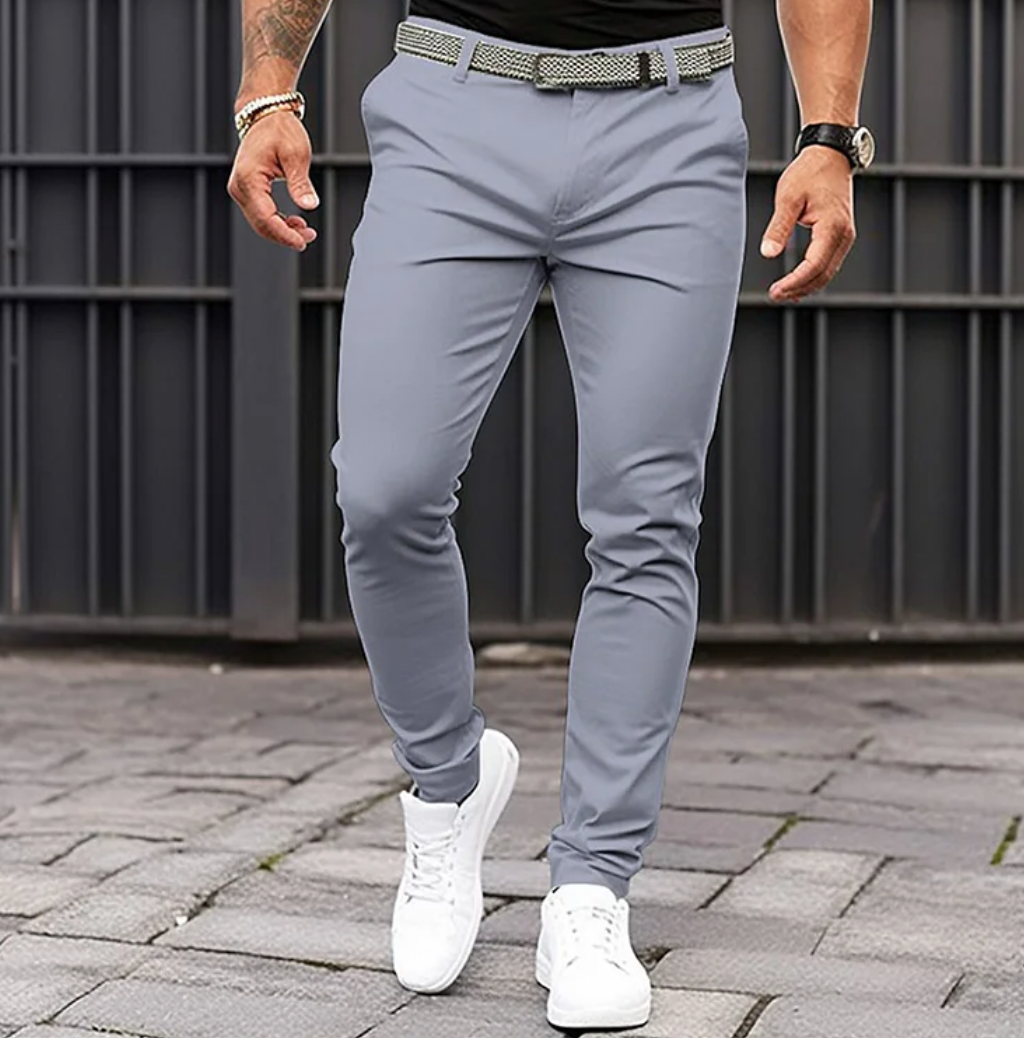 Slim Fit Trousers - Stretch Tapered Jogger Style