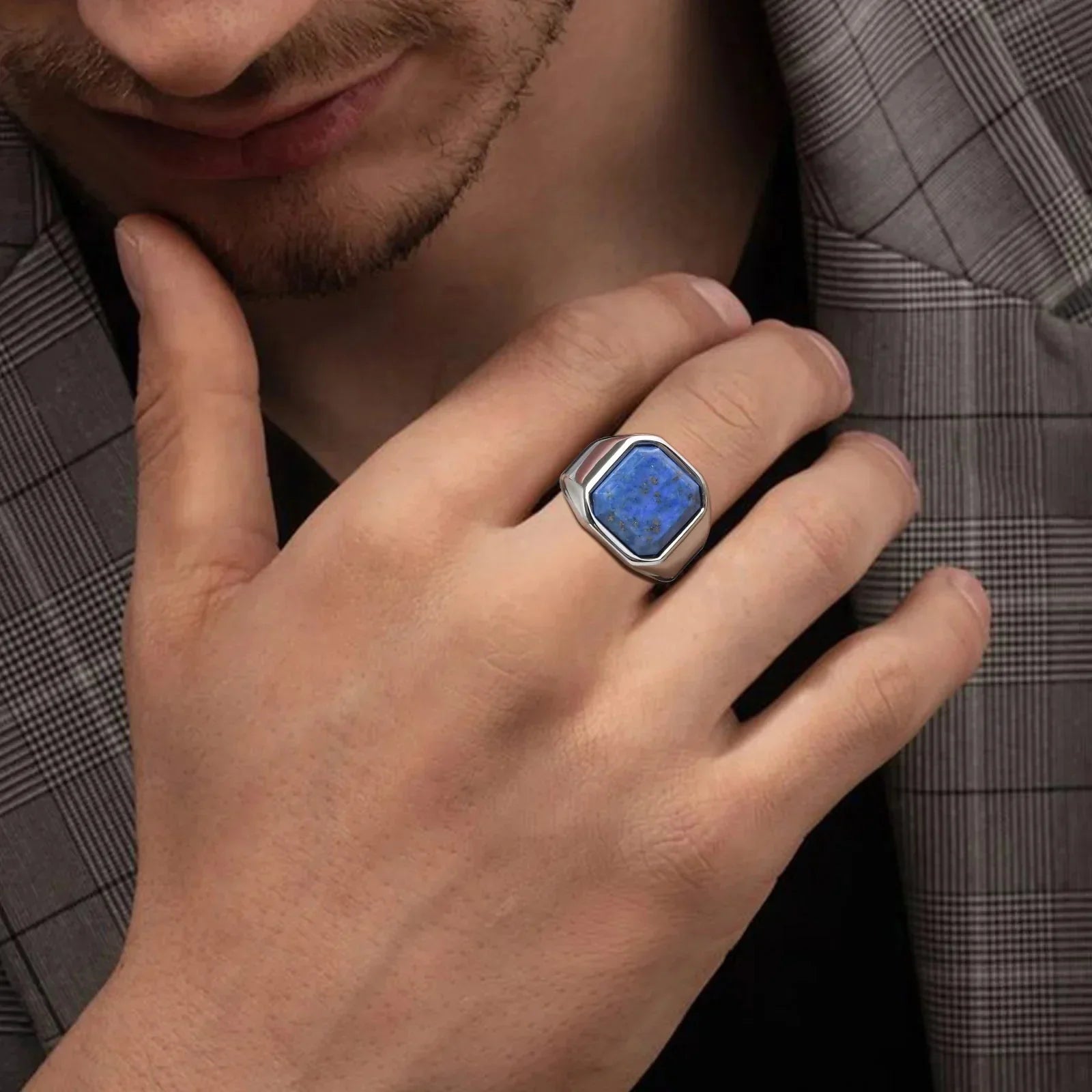 Thorne | Signet Ring with Striking Blue Stone Inlay and Durable Design