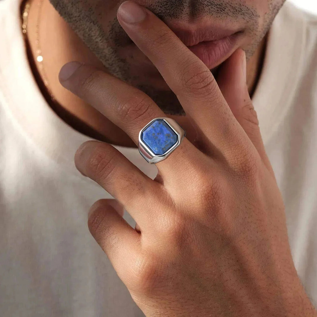 Thorne | Signet Ring with Striking Blue Stone Inlay and Durable Design