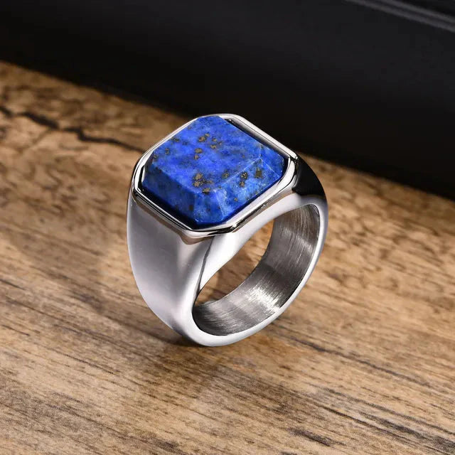 Thorne | Signet Ring with Striking Blue Stone Inlay and Durable Design