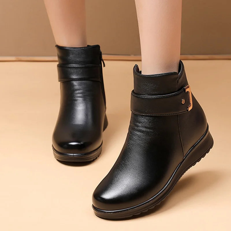 Ankle Boots | Side Zip with Buckle Strap