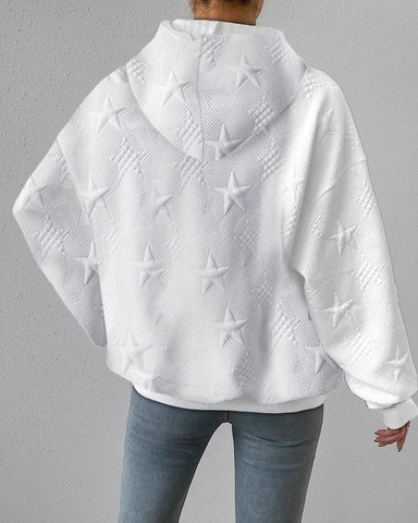 Hooded Sweatshirt - Embossed Detail Oversized Fit