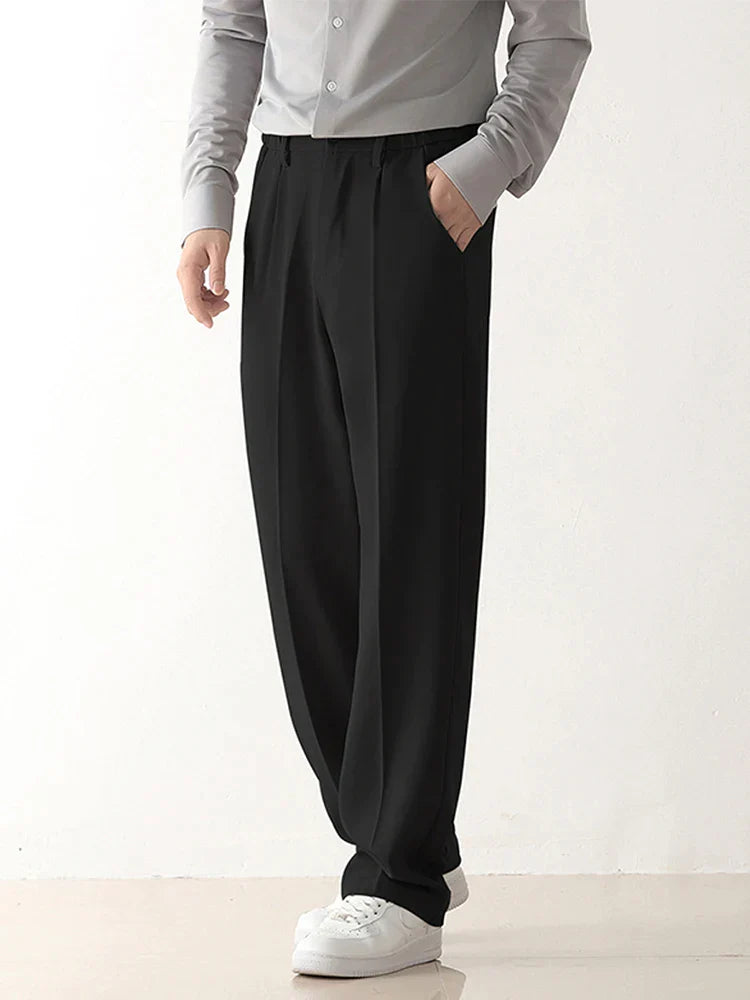 Wide Leg Formal Trousers - Relaxed Draped Fit