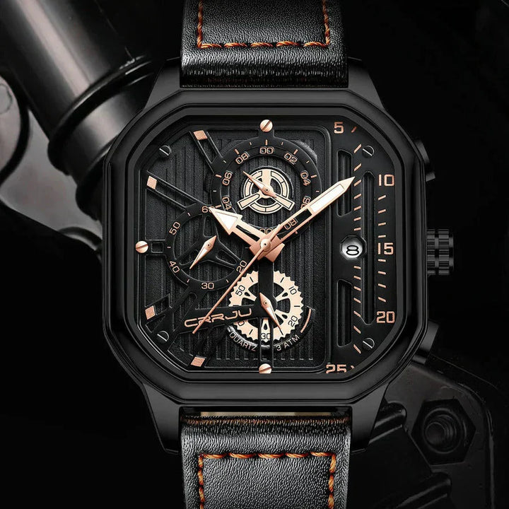 Aurelio | Automatic Chronograph Watch with Skeleton Dial - Elegant Leather Strap