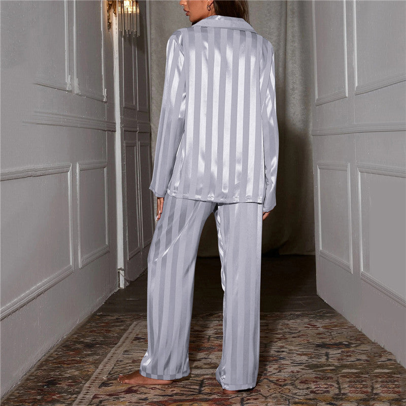 Pajama Set | Classic Stripe Top and Wide Leg Bottoms