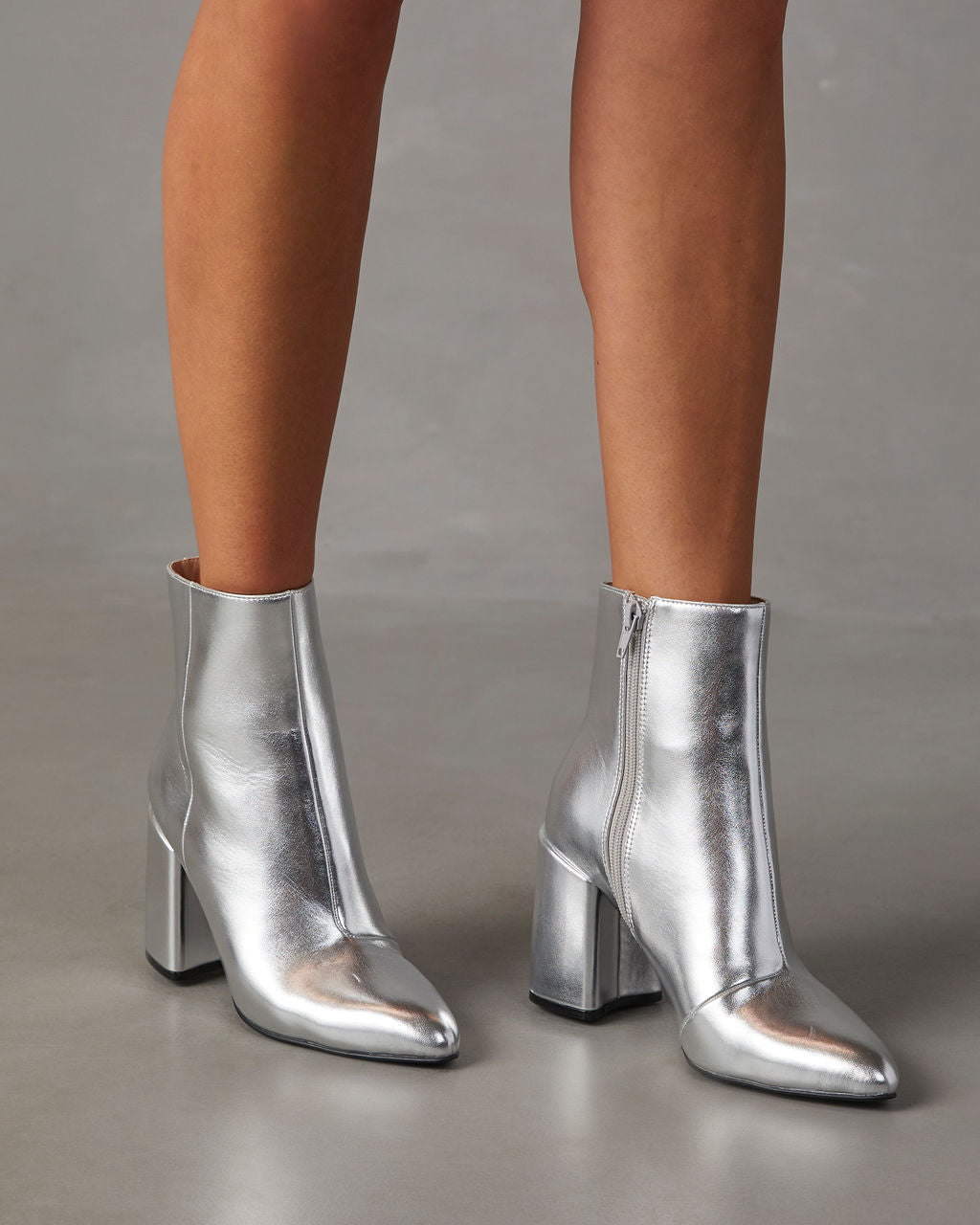 Block Heel Ankle Boots - Side Zip Party Style