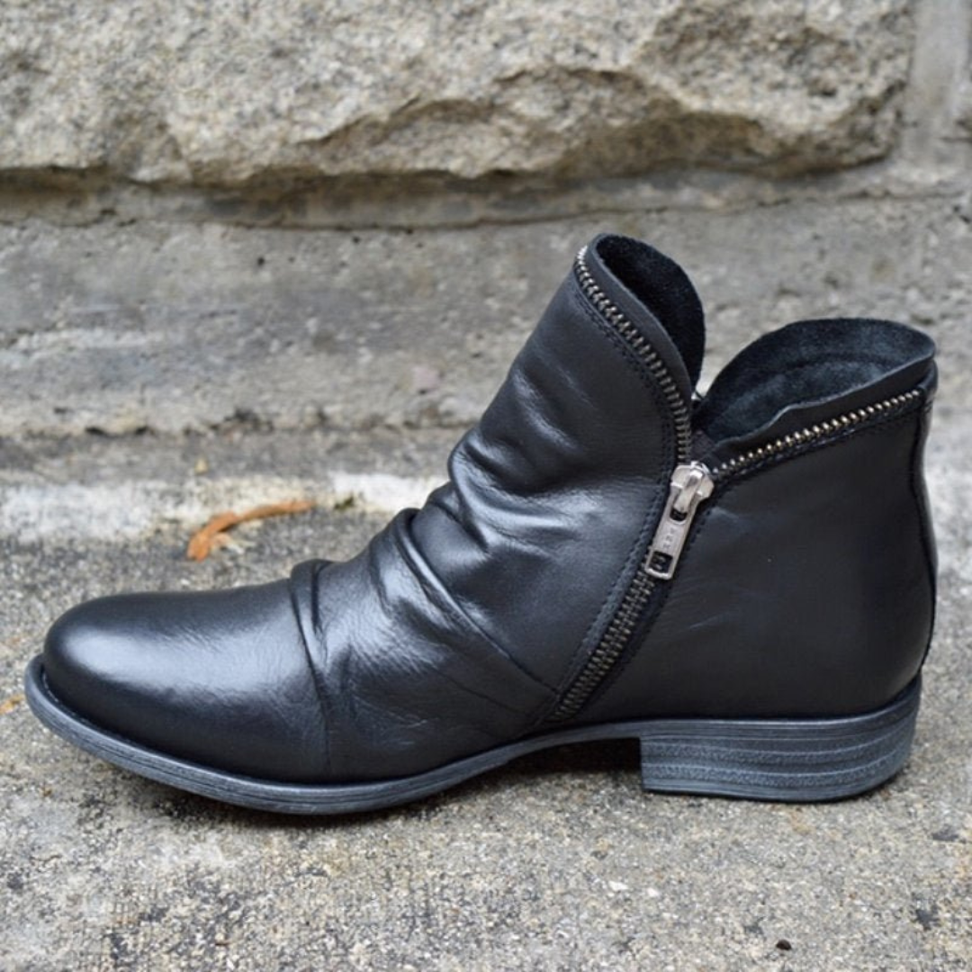 Ankle Boots | Side Zip with Low Block Heel